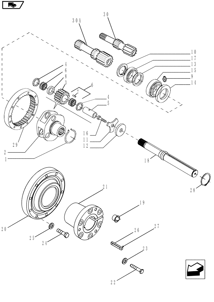 Схема запчастей Case IH MAGNUM 190 - (27.120.05[01]) - BAR AXLE 112" FINAL DRIVE, GEARS & KEYED SHAFT, MAGNUM 180, 190 (27) - REAR AXLE SYSTEM