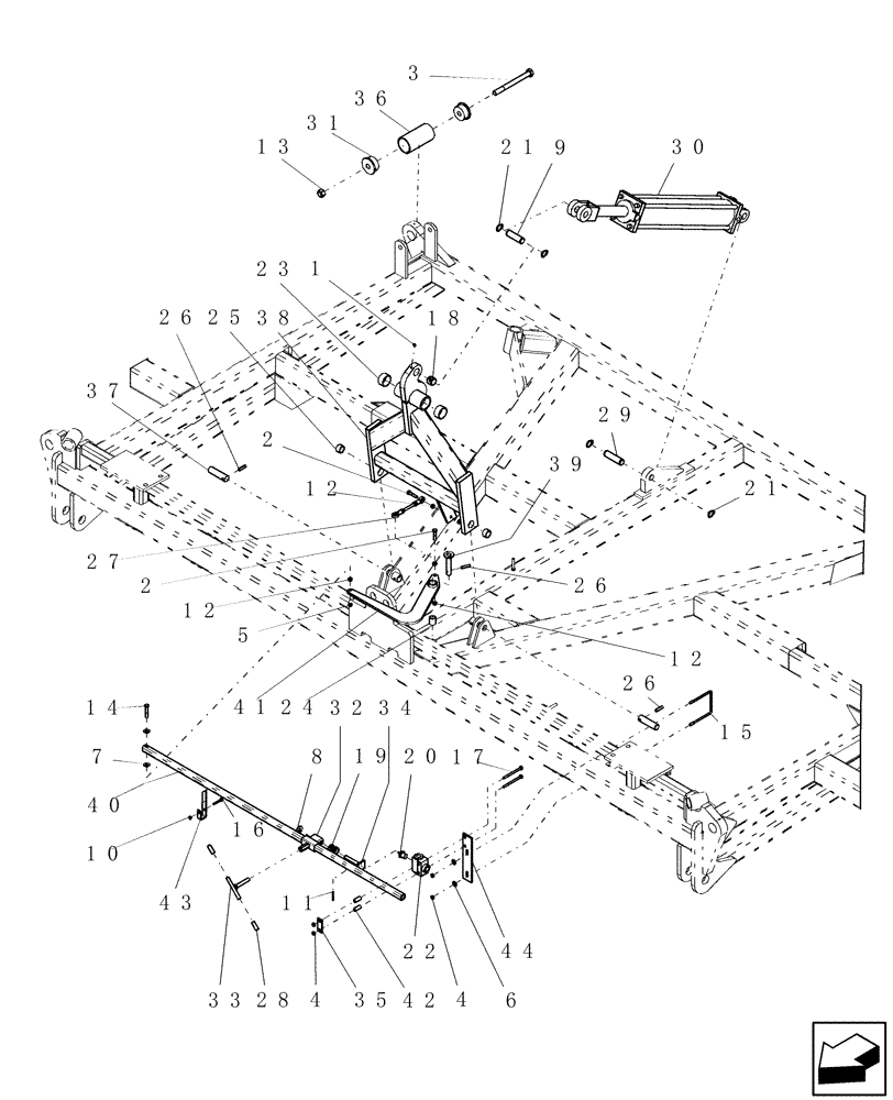 Схема запчастей Case IH PTX300 - (1.091.1) - DEPTH STOP ASSEMBLY - CENTER SECTION (12) - FRAME