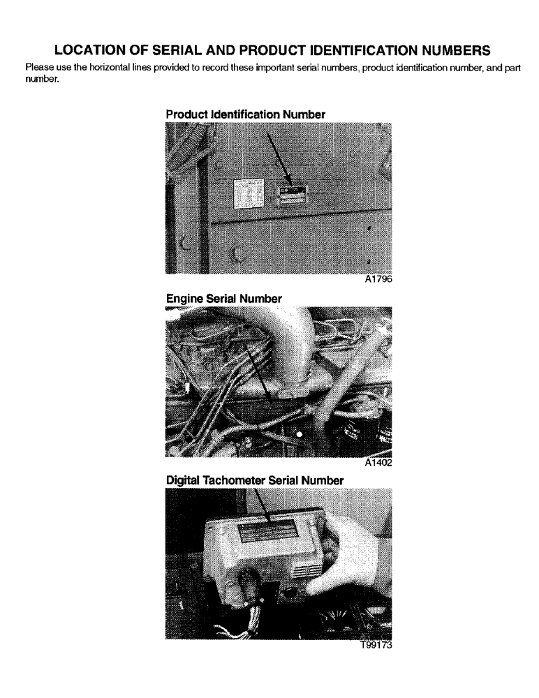 Схема запчастей Case IH 1680 - (1-02) - LOCATION OF SERIAL AND PRODUCT IDENTIFICATION NUMBERS (00) - PICTORIAL INDEX