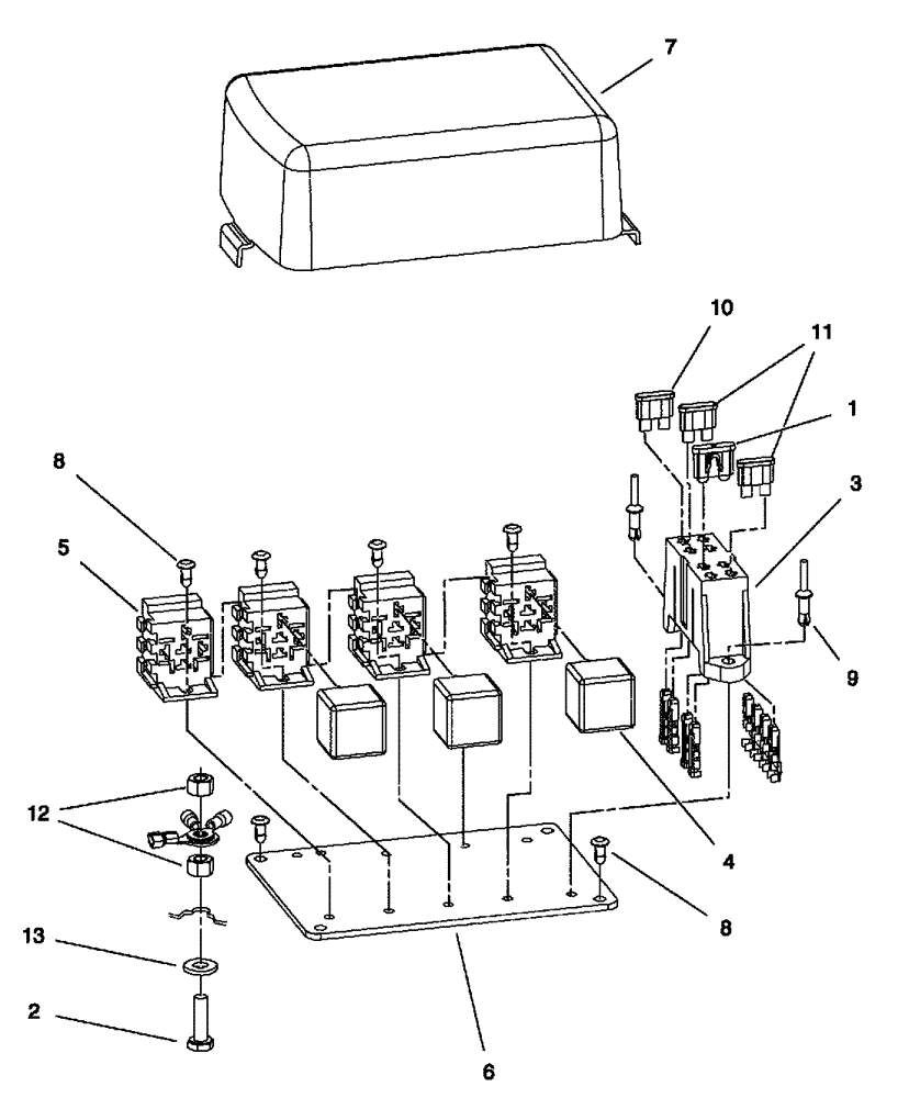 Схема запчастей Case IH SCOUT XL - (55.100.02[02]) - ELECTRICAL COMPONENT BOX, DIESEL ENGINE (55) - ELECTRICAL SYSTEMS