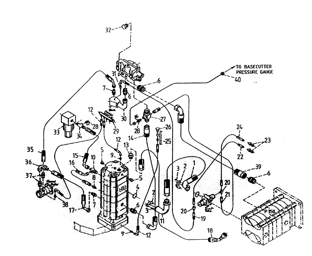 Схема запчастей Case IH 7000 - (B05-40) - HYDRAULIC CIRCUIT, (FINNED ROLLER - UNDERSLUNG BASECUTTER) Hydraulic Components & Circuits