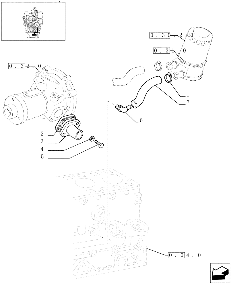 Схема запчастей Case IH JX90 - (0.32.3/01) - WATER LINE (01) - ENGINE