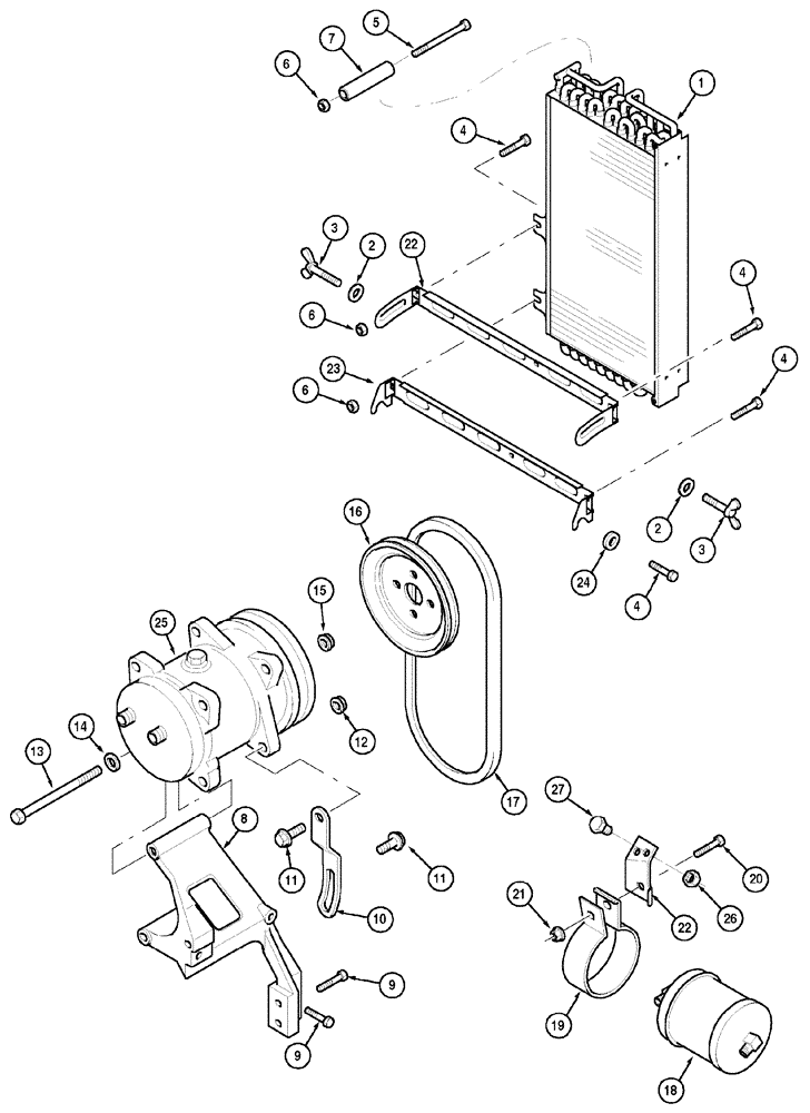 Схема запчастей Case IH MX90C - (02-12) - AIR CONDITIONER, COMPRESSOR AND CONDENSER (02) - ENGINE
