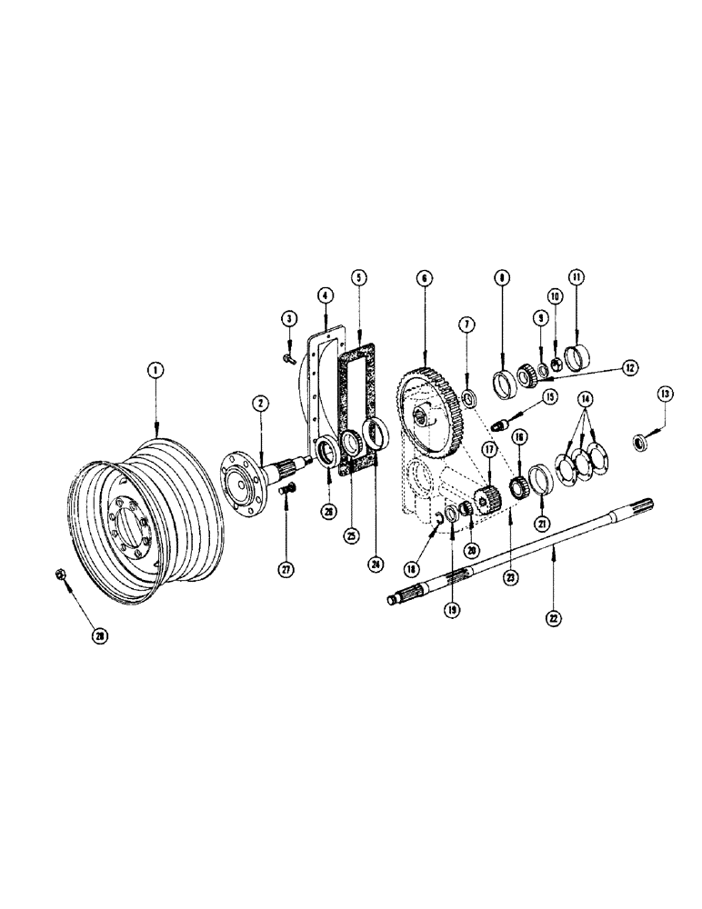 Схема запчастей Case IH 960 - (299A) - FINAL DROP BOX HOUSING - GRAIN COMBINE, NO. 8358001 AND AFTER (25) - FRONT AXLE SYSTEM