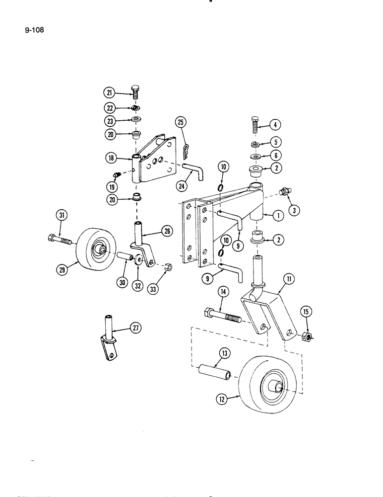 Схема запчастей Case IH 60FMS - (9-108) - CASTER WHEELS, 60FMS MOWER (03) - CHASSIS/MOUNTED EQUIPMENT