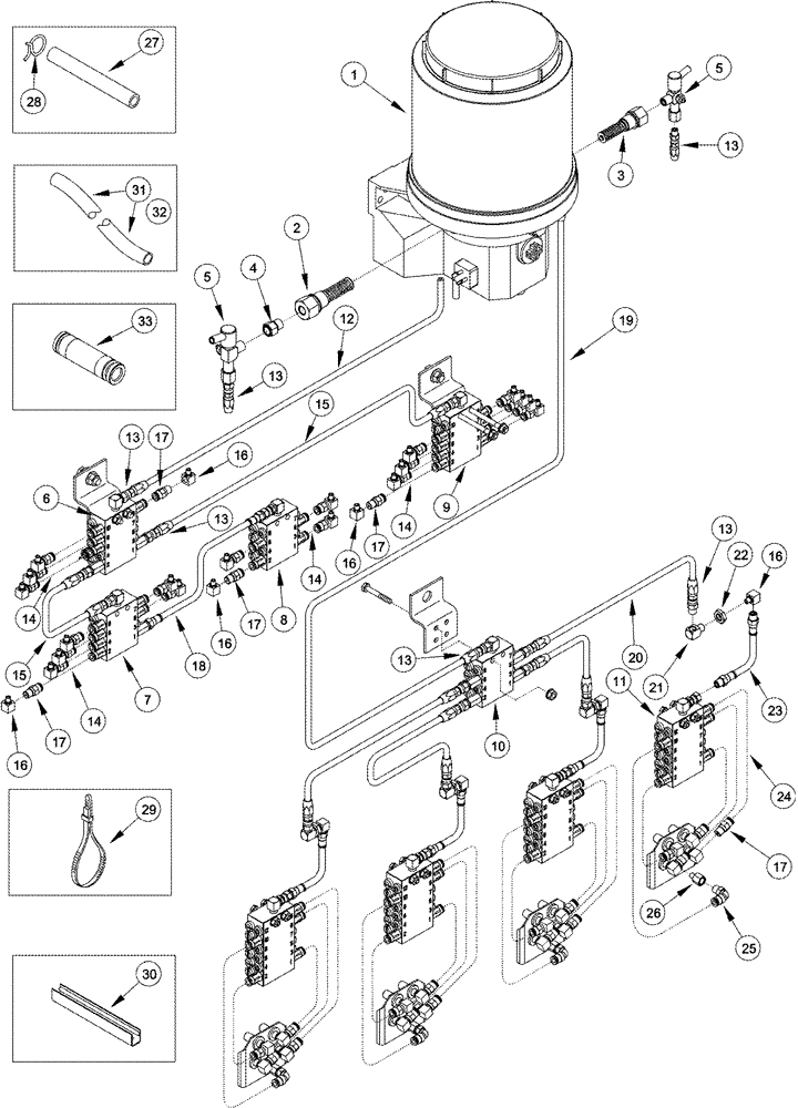 Схема запчастей Case IH 2555 - (09A-44) - AUTOMATIC LUBRICATION SYSTEM - 4 ROW NARROW - OPTIONAL BSN JJC0249800; STANDARD ASN JJC0249800 (13) - PICKING SYSTEM