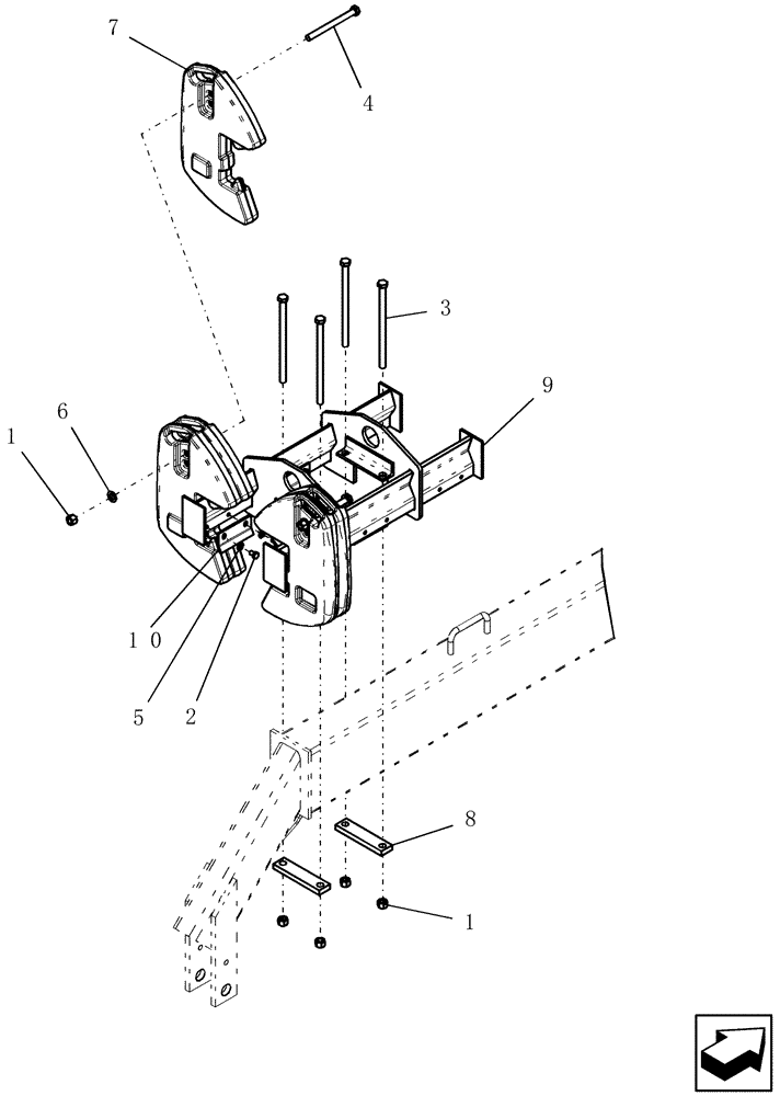 Схема запчастей Case IH 30 - (39.110.03) - WEIGHT BRACKET KIT - WING (39) - FRAMES AND BALLASTING