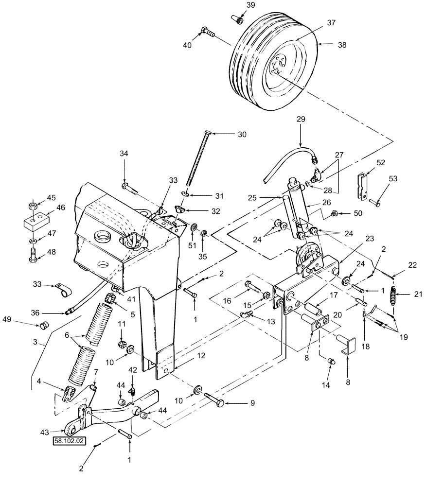 Схема запчастей Case IH DCX101 - (39.100.01[02]) - TRAIL FRAME, LEFT SIDE (39) - FRAMES AND BALLASTING