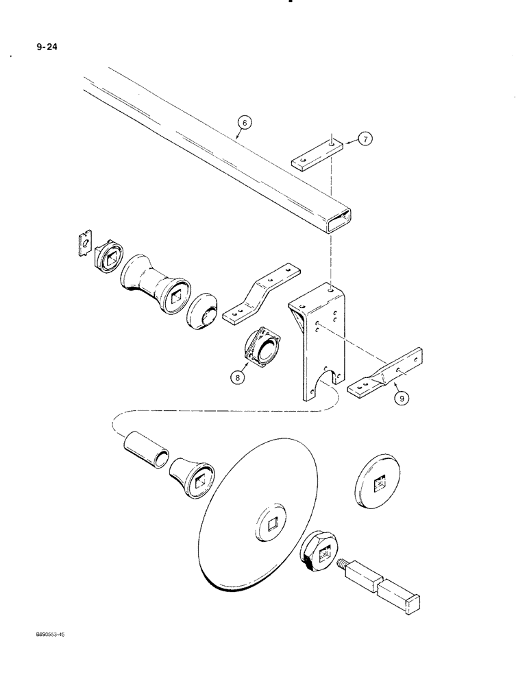 Схема запчастей Case IH 350 - (9-24) - FRONT AND REAR GANGS AND GANG BARS (09) - CHASSIS/ATTACHMENTS
