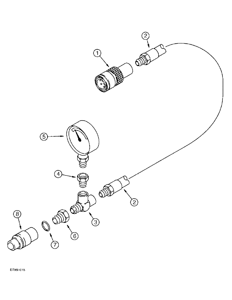 Схема запчастей Case IH 145 - (08-08) - HYDRAULIC CHARGING HOSE ATTACHMENT (08) - HYDRAULICS