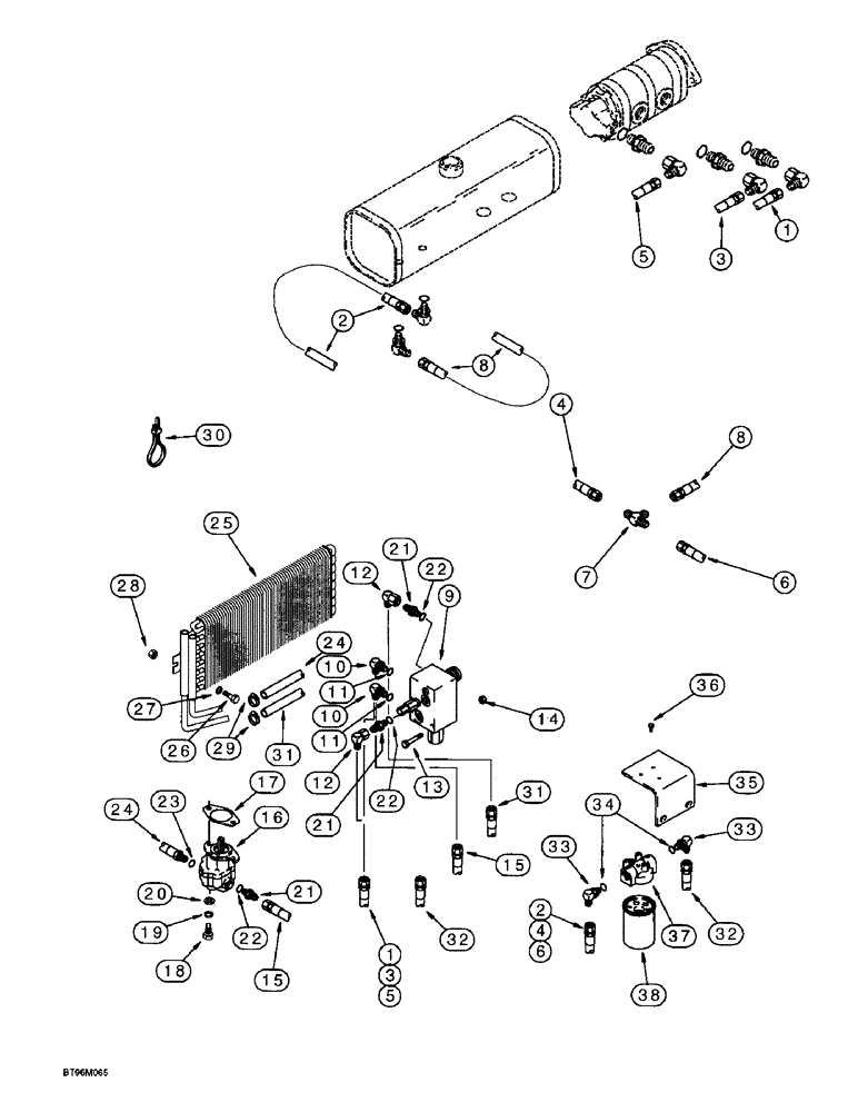 Схема запчастей Case IH 955 - (8-024) - BLOWER PUMP HYDRAULIC SYSTEM, BLOWER MODULE AND LINES, 12/23 SOLID ROW CROP, FRONT FOLD (08) - HYDRAULICS