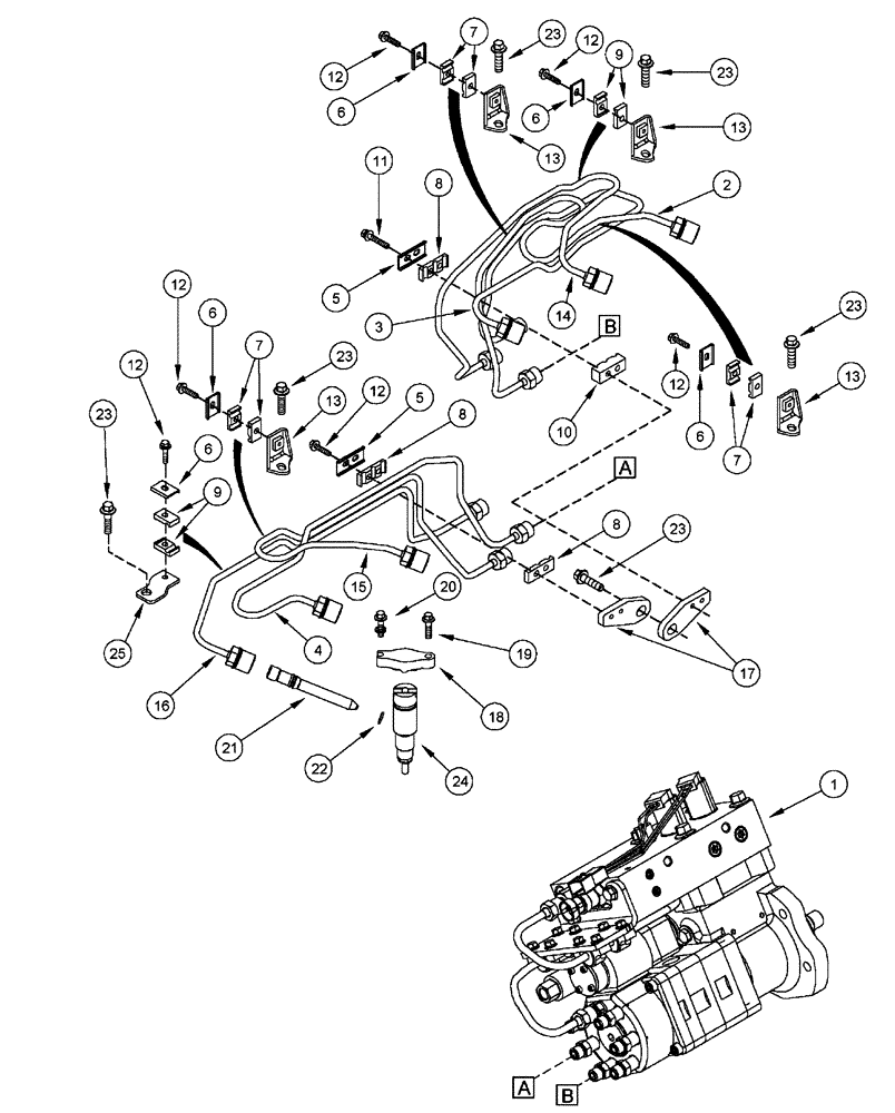 Схема запчастей Case IH FLX3300B - (02-048) - FUEL INJECTION SYSTEM (01) - ENGINE