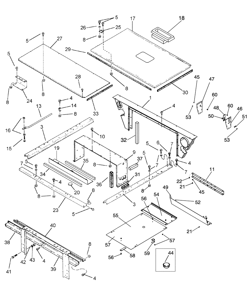 Схема запчастей Case IH 420 TIER 3 - (09F-02) - SHIELDS, ENGINE AND RADIATOR - REAR ACCESS DOOR AND SUPPORTS (12) - CHASSIS