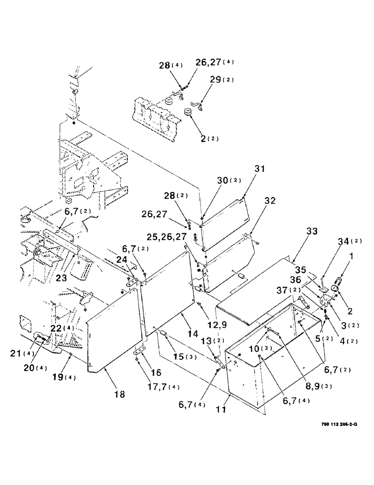 Схема запчастей Case IH 8530 - (7-08) - SHIELDS AND TWINE BOX ASSEMBLY - LEFT (12) - MAIN FRAME