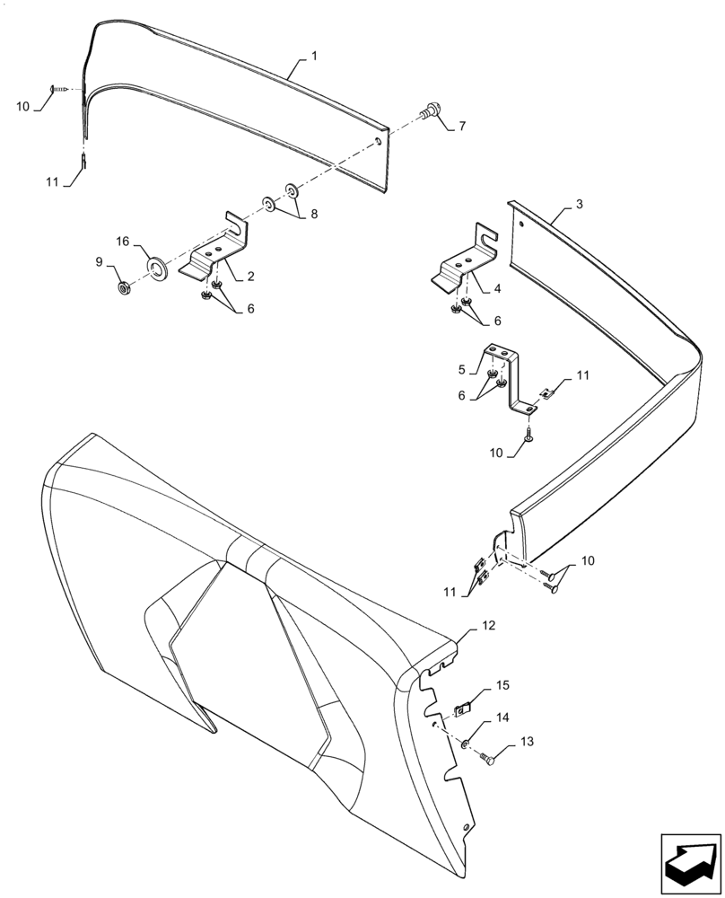 Схема запчастей Case IH MX220 - (09-14) - CAB EXTERIOR TRIM (09) - CHASSIS/ATTACHMENTS