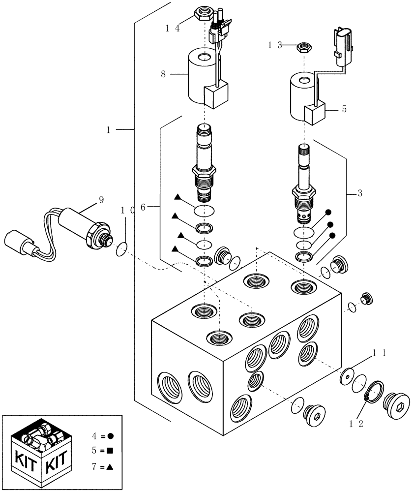 Схема запчастей Case IH 1200PT - (A.10.A[72]) - ROW MARKER SOLENOID VALVE ASSEMBLY 401592A1 (ASN CBJ025392) A - Distribution Systems