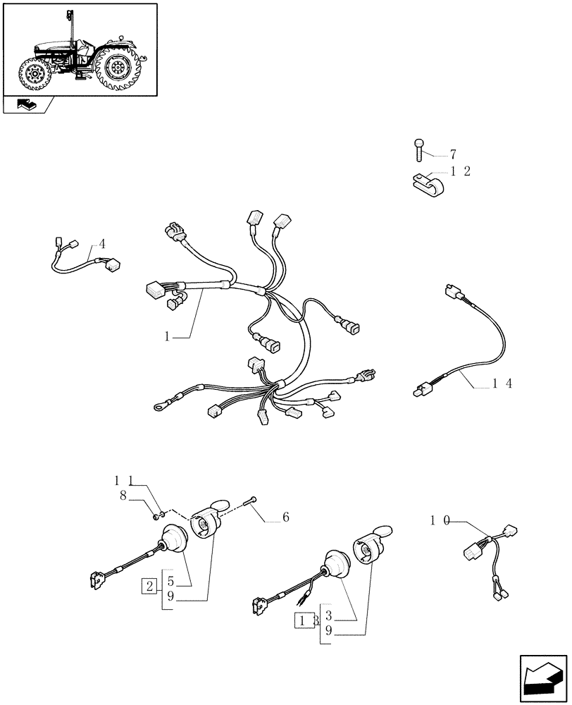 Схема запчастей Case IH FARMALL 75C - (1.75.4[01]) - AUXILIARY CABLES (06) - ELECTRICAL SYSTEMS