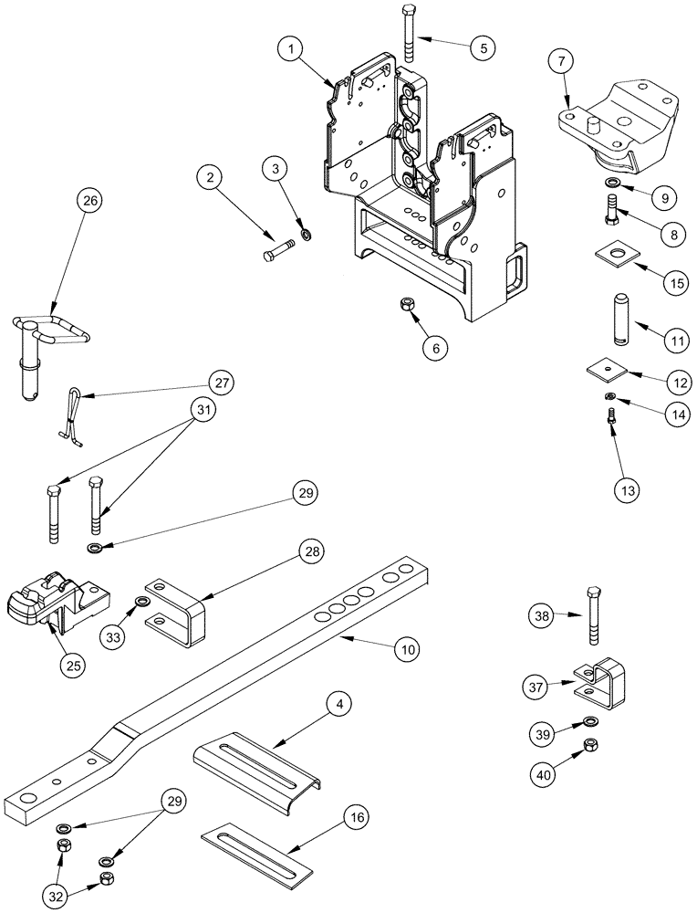 Схема запчастей Case IH MX230 - (09-50) - DRAWBAR AND HAMMERSTRAP - STANDARD (09) - CHASSIS/ATTACHMENTS