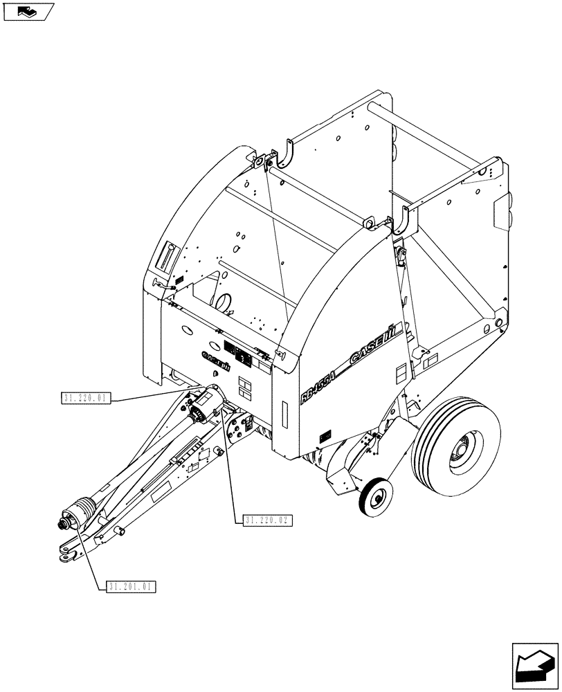 Схема запчастей Case IH RB455A - (00.000.31) - IMPLEMENT POWER TAKEOFF (00) - GENERAL & PICTORIAL INDEX