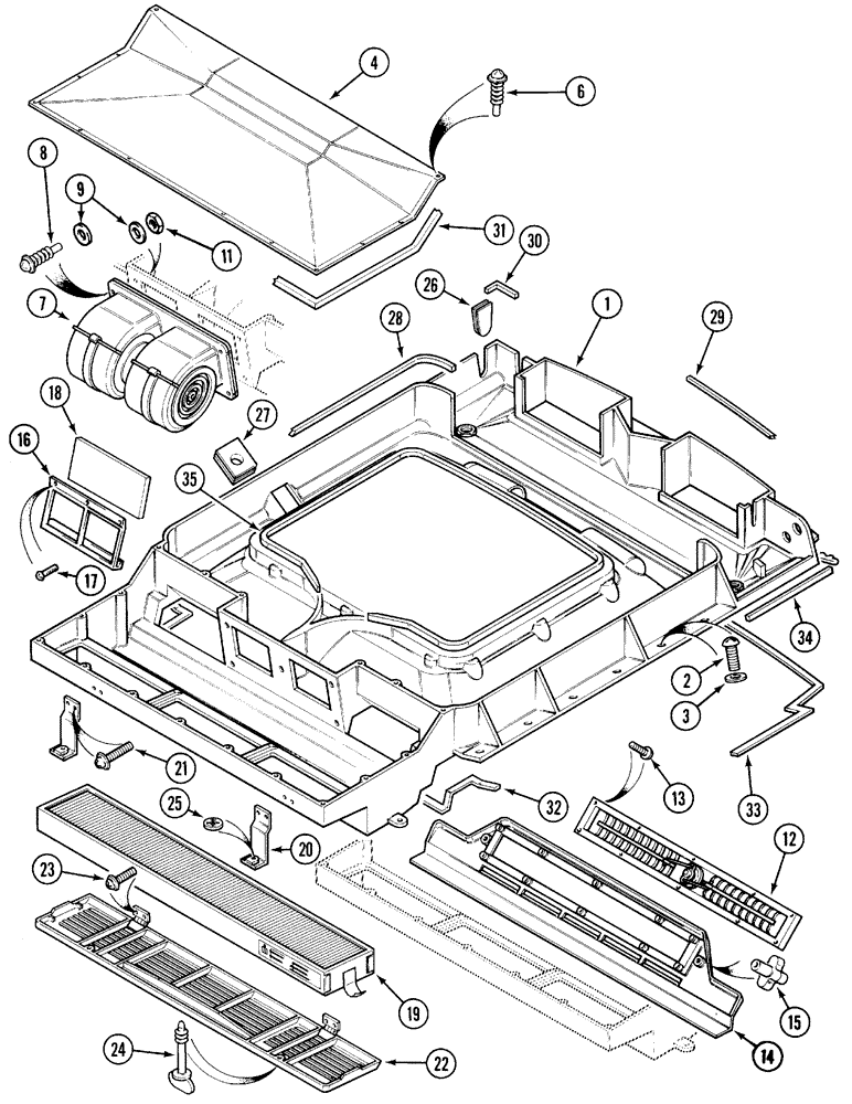 Схема запчастей Case IH 5140 - (9-100) - CAB, AIR FILTER, BLOWER HOUSING AND INNER ROOF (09) - CHASSIS/ATTACHMENTS