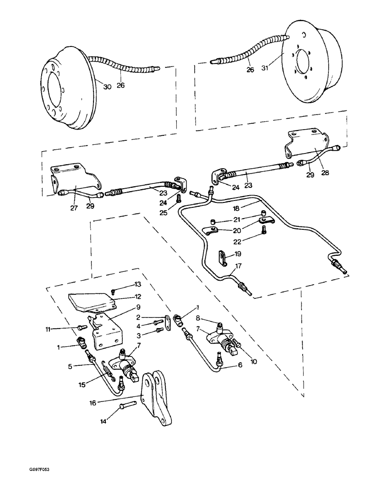 Схема запчастей Case IH 885N - (7-12) - BRAKE SLAVE CYLINDERS AND PIPES, 885Q HIGHWAY TRACTORS (07) - BRAKES