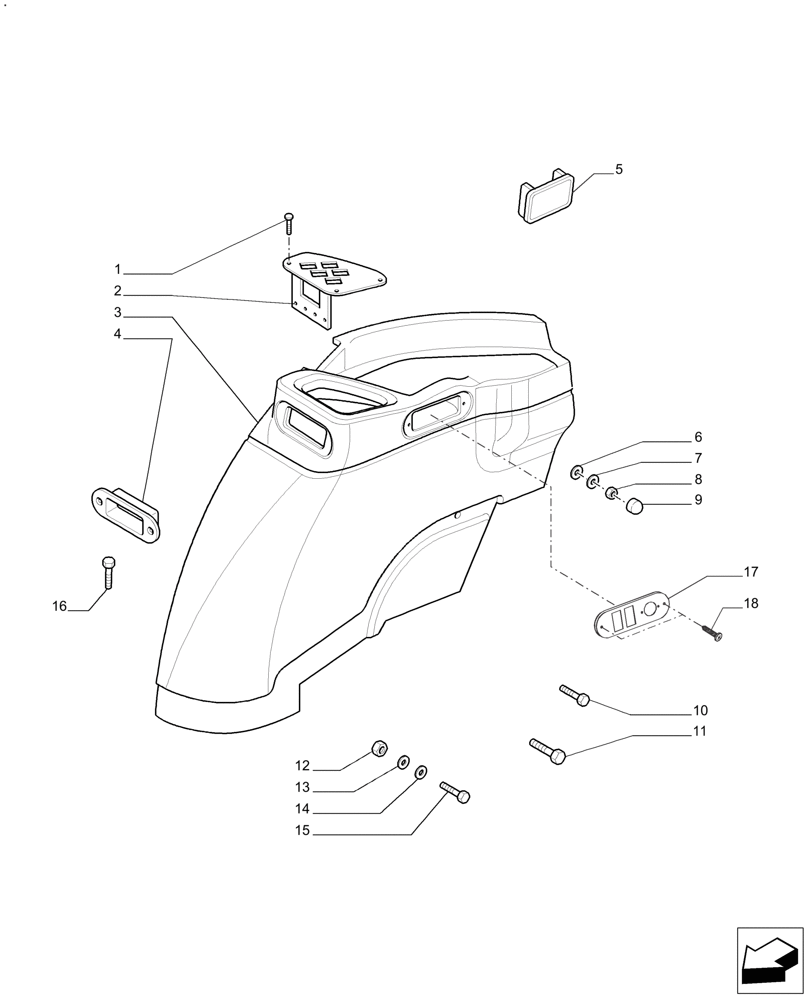 Схема запчастей Case IH FARMALL 110A - (90.160.BL[01]) - LINING - RIGHT - W/CAB (90) - PLATFORM, CAB, BODYWORK AND DECALS
