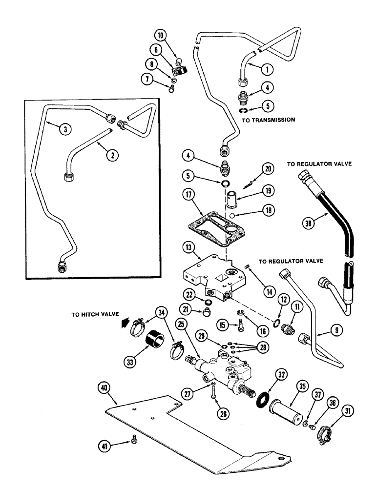 Схема запчастей Case IH 1896 - (8-326) - HITCH CONTROL VALVE, MANIFOLD AND TUBES (08) - HYDRAULICS