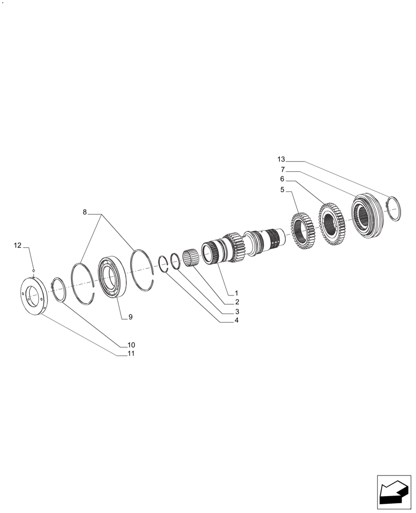 Схема запчастей Case IH FARMALL 110A - (21.140.AE[09]) - TRANSMISSION - GEARS & SHAFT 8+8 (POWER SHUTTLE / MECHANICAL), 16+8 (POWER SHUTTLE / DUAL POWER) - 40 KM (21) - TRANSMISSION