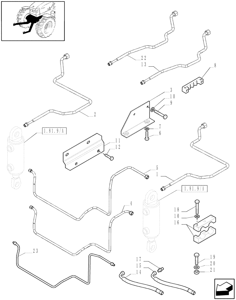 Схема запчастей Case IH PUMA 195 - (1.80.5[01]) - (VAR.087-088-089) FRONT LINKAGE (07) - HYDRAULIC SYSTEM