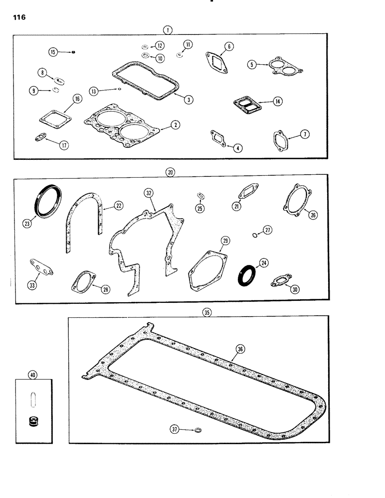 Схема запчастей Case IH 504BD - (116) - ENGINE GASKET KITS, ENGINE LESS FUEL DEVICE, 504BD NATURALLY ASPIRATED ENGINES (02) - ENGINE