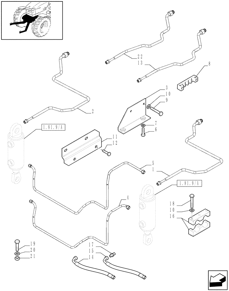 Схема запчастей Case IH PUMA 165 - (1.80.5[02]) - (VAR.090-091) FRONT LINKAGE (07) - HYDRAULIC SYSTEM