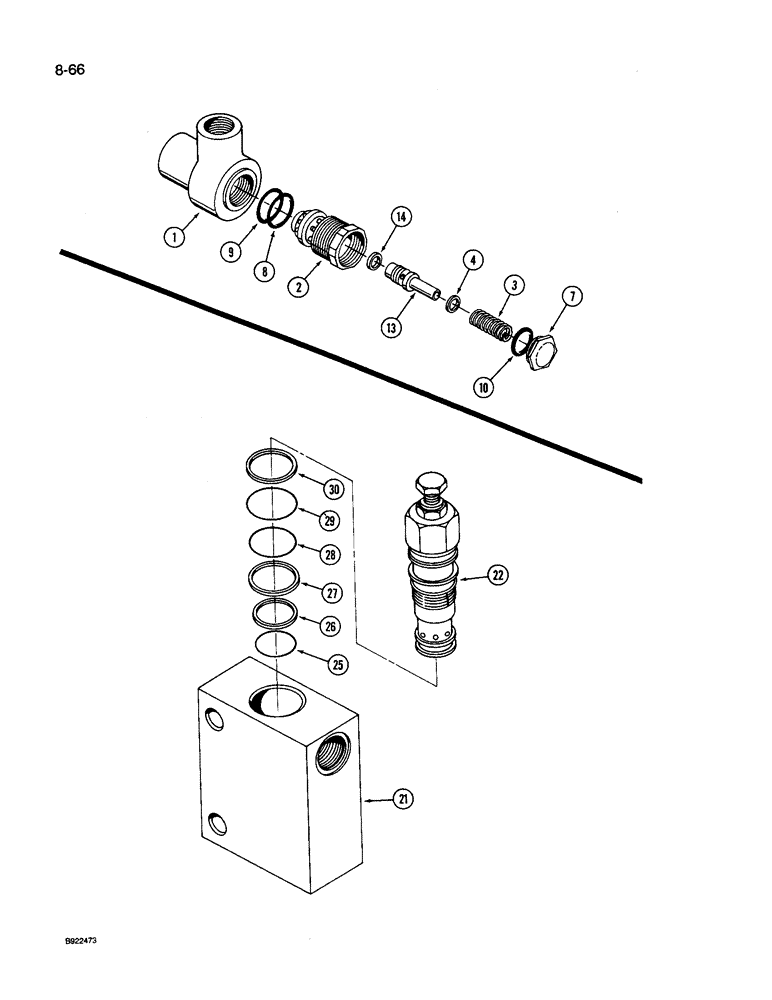 Схема запчастей Case IH 9250 - (8-066) - HYDRAULIC RELIEF VALVE (08) - HYDRAULICS