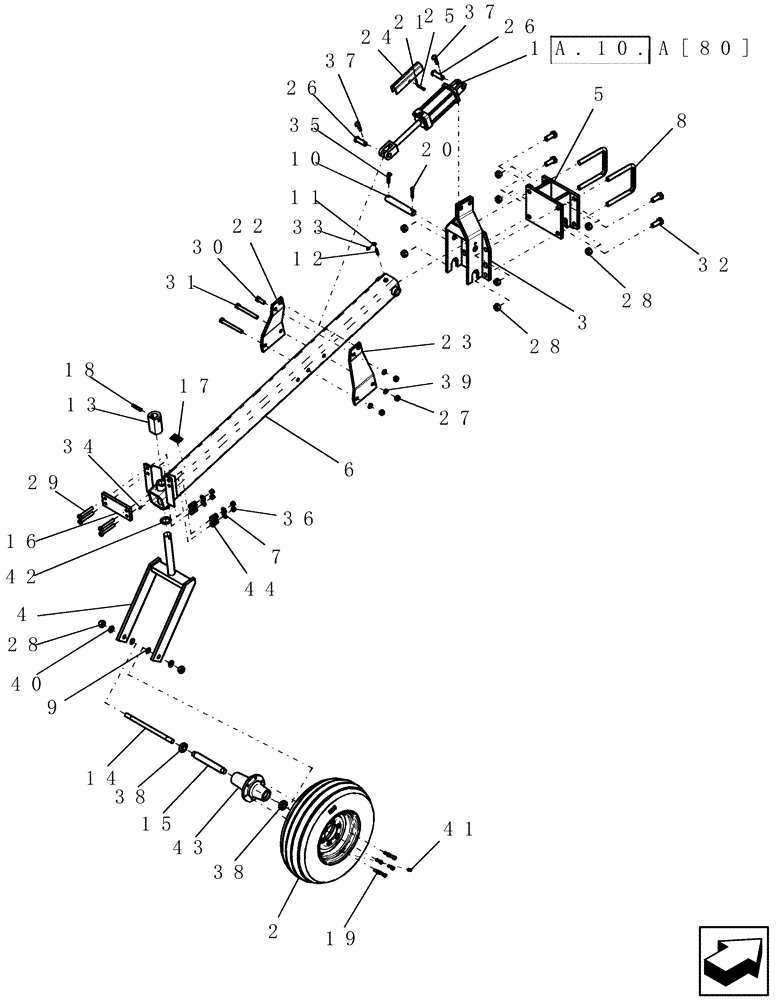Схема запчастей Case IH 1200 - (D.13.B[02]) - LIFT ASSIST WHEELS - RIGID MOUNTED AND 12 ROW MOUNTED STACKER (FROM 09/09/2002) D - Travel