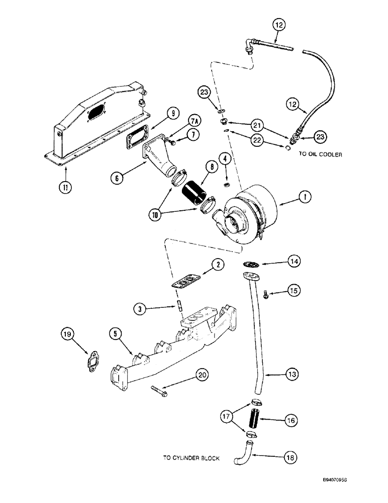 Схема запчастей Case IH 2144 - (2-26) - TURBOCHARGER SYSTEM, 6TA-590 ENGINE, PRIOR TO COMBINE S/N JJC0173150 (01) - ENGINE