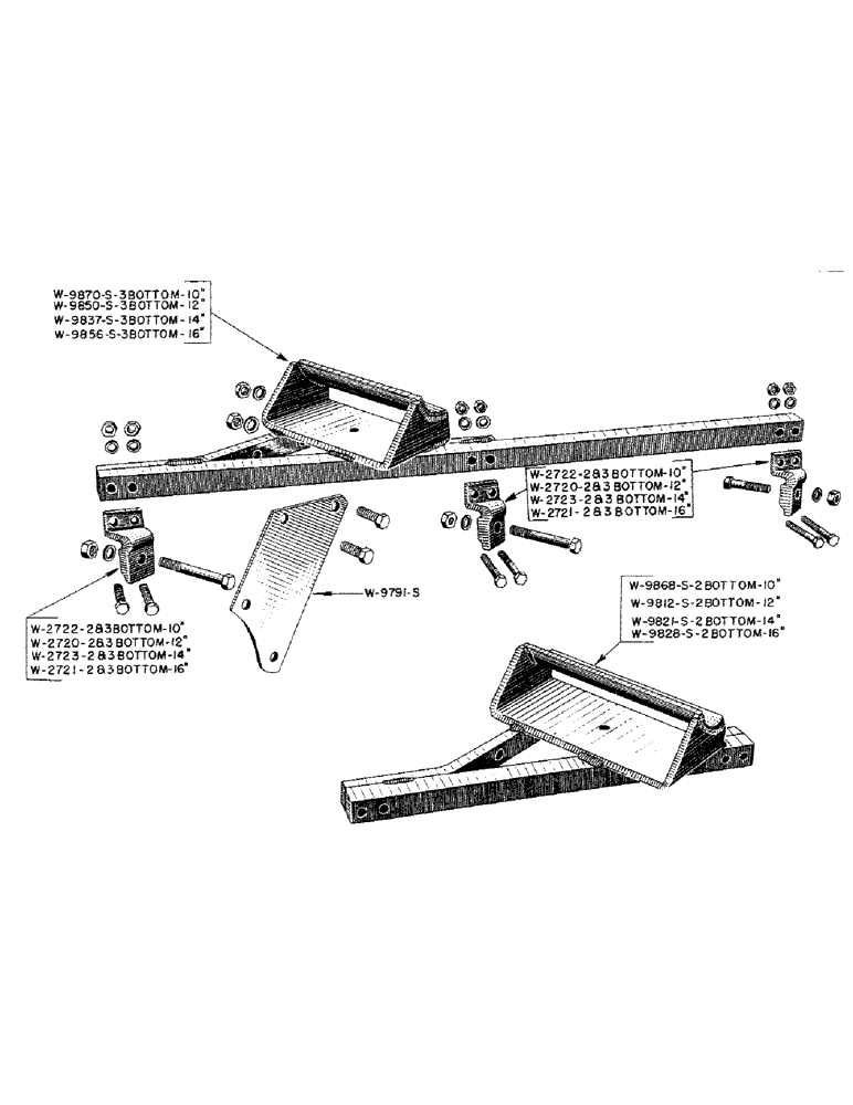 Схема запчастей Case IH BER-SERIES - (11) - REAR STABILIZER BAR GUIDE AND BRACKETS,10 IN.(2B, 3B), 12 IN.(2B, 3B), 14 IN.(2B, 3B),16 IN.(2B, 3B) 