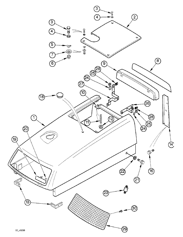 Схема запчастей Case IH 3230 - (9-010) - HOOD (09) - CHASSIS/ATTACHMENTS