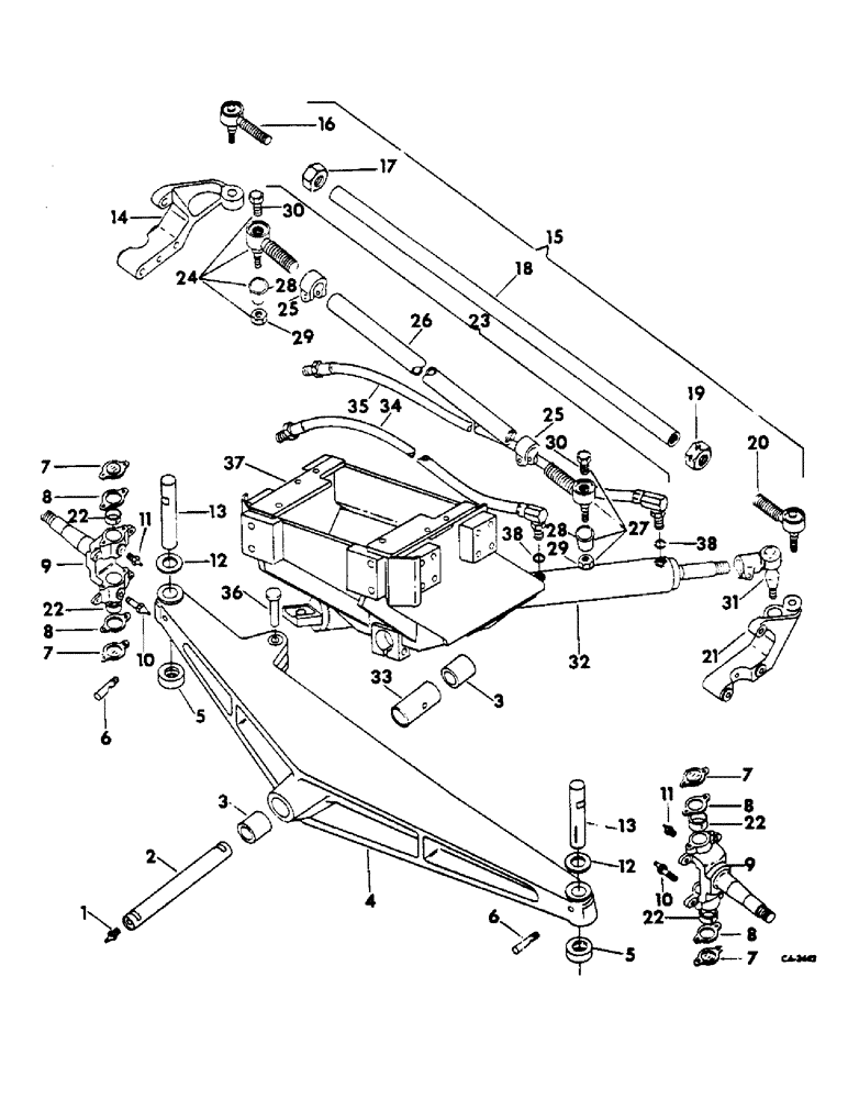 Схема запчастей Case IH 544 - (J-25) - STEERING MECHANISM, CAST AXLE AND FABRICATED BOLSTER, INTERNATIONAL TRACTORS Steering Mechanism