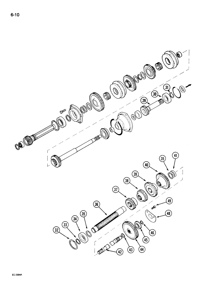 Схема запчастей Case IH 395 - (6-010) - SPEED TRANSMISSION, WITHOUT CREEPER (CONTD) (06) - POWER TRAIN