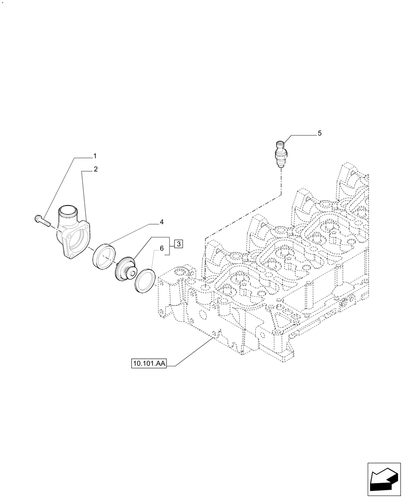 Схема запчастей Case IH FARMALL 110A - (10.400.BC) - THERMOSTAT ENGINE COOLING SYSTEM (WATER PUMP) (10) - ENGINE