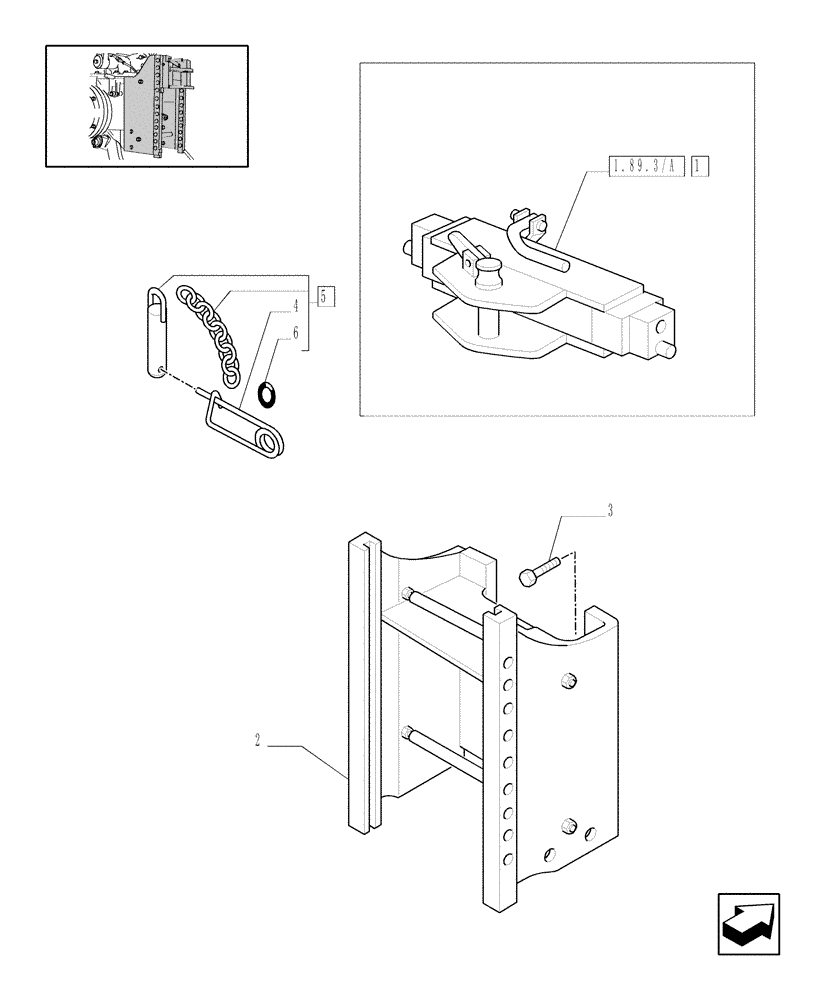 Схема запчастей Case IH JX1075C - (1.89.3) - (VAR.928) FIXED HOOK, CAT. "C" VERTICAL ADJUST SLIDING - PARTS (09) - IMPLEMENT LIFT