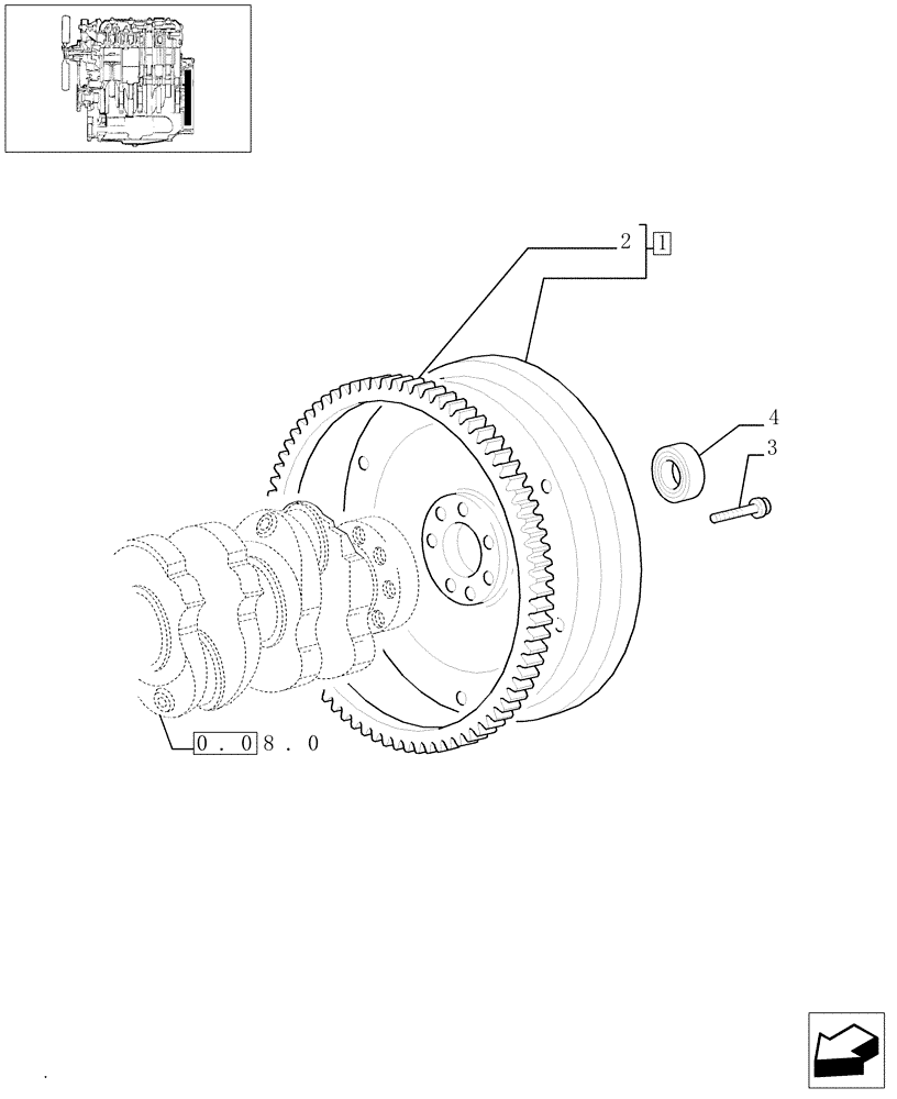 Схема запчастей Case IH JX1075C - (0.08.3) - FLYWHEEL (01) - ENGINE