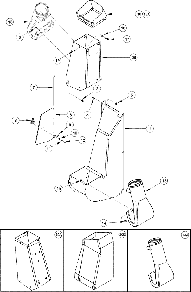 Схема запчастей Case IH 2555 - (09C-06) - DRUM OUTLETS - REAR (15) - HANDLING SYSTEM