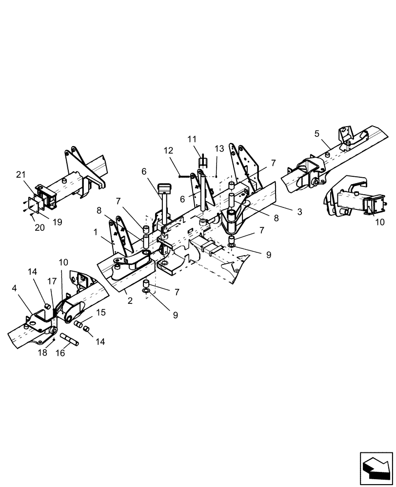 Схема запчастей Case IH 1250 - (39.100.02[02]) - FRAME - WING, INNER AND OUTER - 16 ROW ASN YAS008050 (39) - FRAMES AND BALLASTING