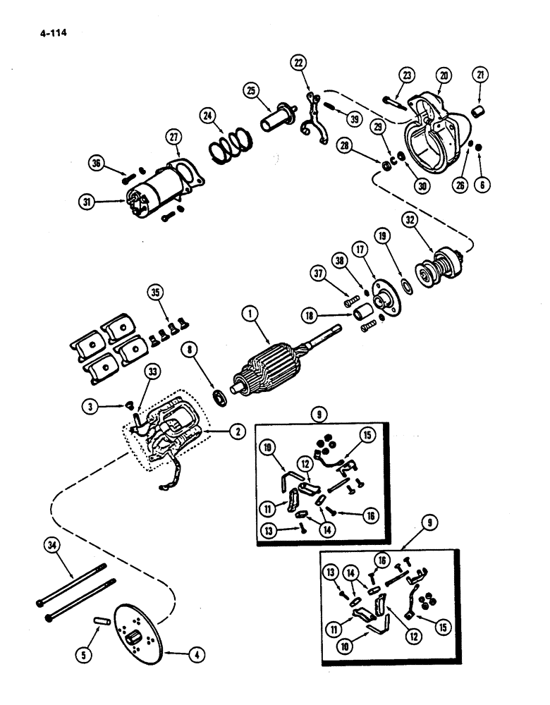 Схема запчастей Case IH 782 - (4-114) - STARTER MOTOR DELCO REMY, LOW DRUM P.I.N. 507 THRU 681, HIGH DRUM P.I.N. 507 THRU 2124 (06) - ELECTRICAL SYSTEMS