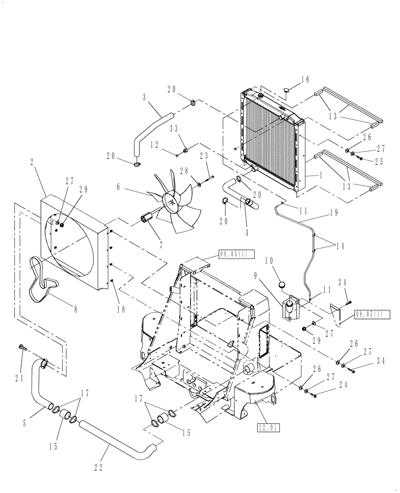 Схема запчастей Case IH WD2303 - (02.04[1]) - RADIATOR, 6-CYL (02) - ENGINE EQUIPMENT