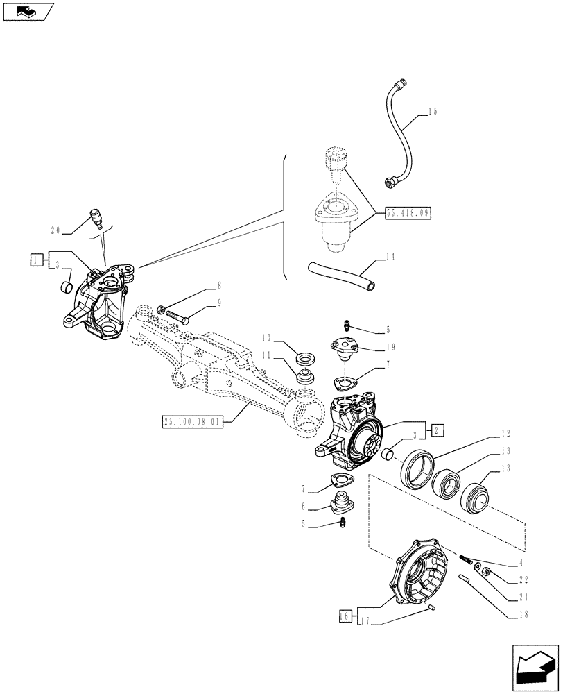 Схема запчастей Case IH PUMA 170 - (25.108.0101[01]) - FRONT AXLE WITH BRAKES - STEERING KNUCKLES AND HUBS - C7091(VAR.728195-728212) (25) - FRONT AXLE SYSTEM