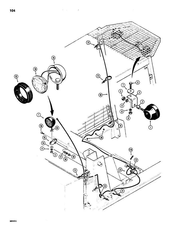 Схема запчастей Case IH 1835 - (104) - LAMPS (04) - ELECTRICAL SYSTEMS