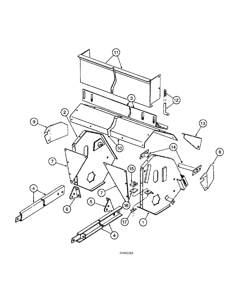 Схема запчастей Case IH INTERNATIONAL - (3-54) - CONDITIONER FRAME SHIELDS, HEADER MOUNTED, PRIOR TO SERIAL NUMBER 3101 (15) - CROP CONDITIONING
