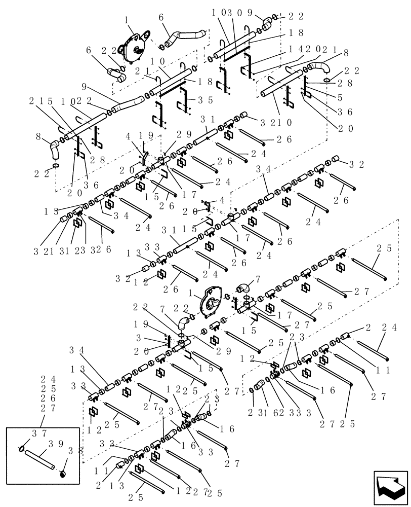 Схема запчастей Case IH 1200PT - (L.10.E[15]) - VACUUM AIR SYSTEM - 16/31 ROW (BSN CBJ026002) L - Field Processing