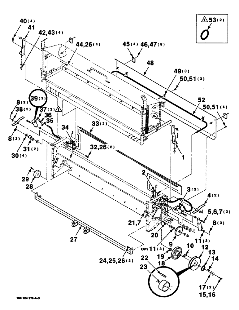 Схема запчастей Case IH 8460 - (9-58) - MESH WRAP KIT, BOX AND ROLLER DRIVE ASSEMBLIES, SERIAL NUMBER CFH0073272 AND LATER Decals & Attachments